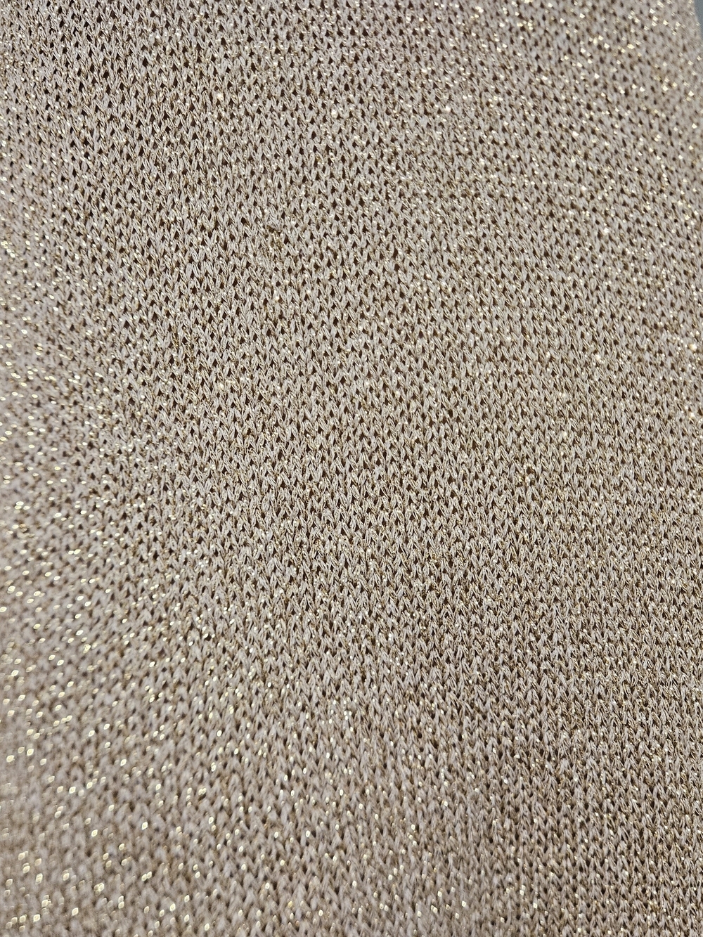 YUNIKA Made in Italy Gold Metallic Knit Midi Dress Sparkle Sleeveless. S/M - Picture 16 of 16